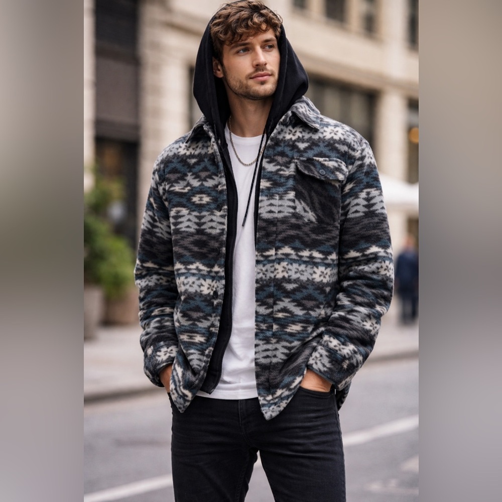 Men's Patterned Fleece Jacket NWT